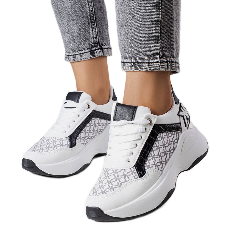 Adidași negri cu monogramă Margie alb