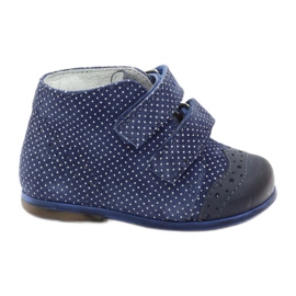 Cizme de piele pentru fete, albastru velcro dots hugotti