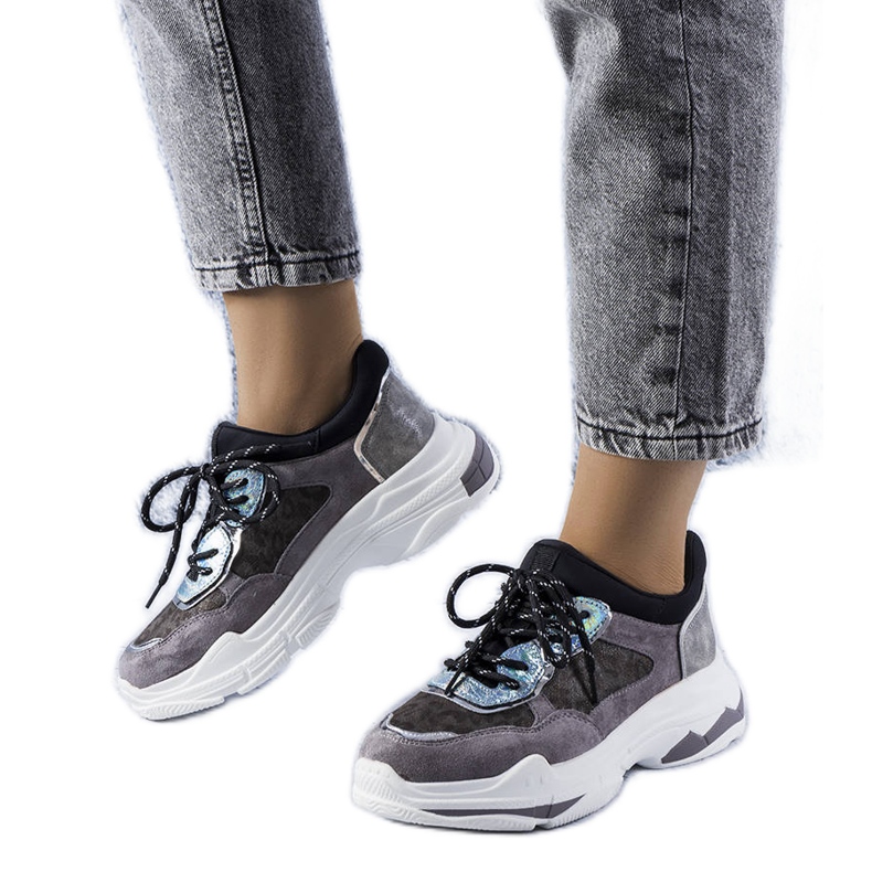 Adidași gri decorați cu inserții Savard