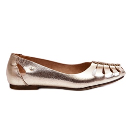 Lemar Balerini confortabili din piele de damă Golden Luka de aur