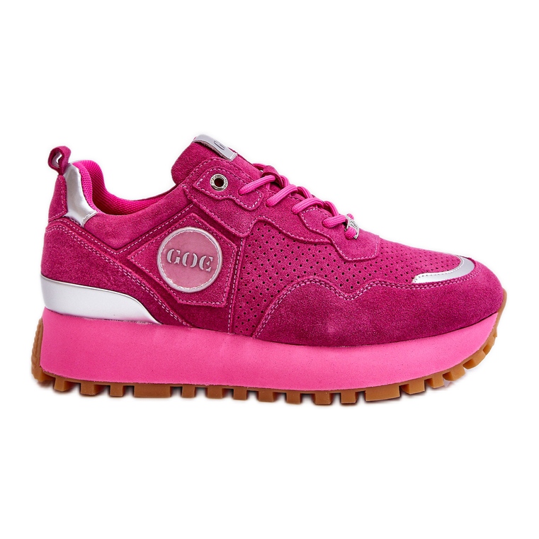 Pantofi sport cu platformă din piele intoarsa pentru dama GOE LL2N4002 Fucsia roz