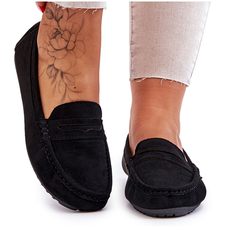 FC3 Mocasini clasici din piele intoarsa de dama negri Ivana negru