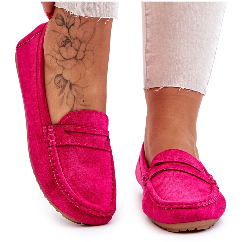 FC3 Mocasini clasici din piele intoarsa de dama fuchsia Ivana roz