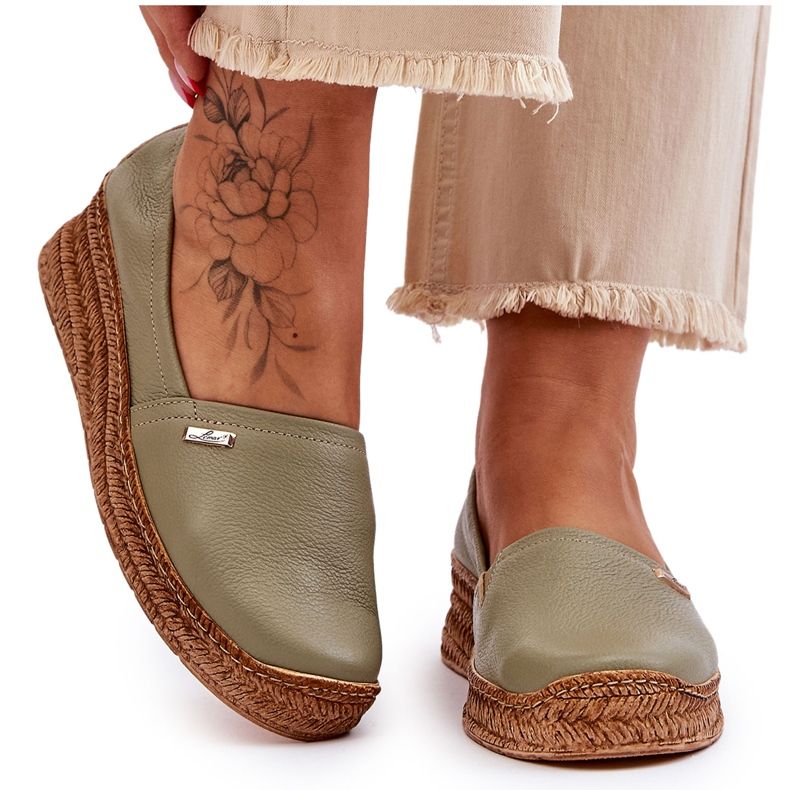 Lemar Espadrile din piele cu pană pentru femei Green Hadlee verde Lemar Espadrile din piele cu pană pentru femei Green Hadlee verde