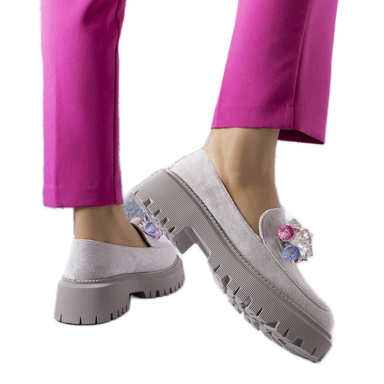 PA1 Brogues gri cu cristale de la Levasseur