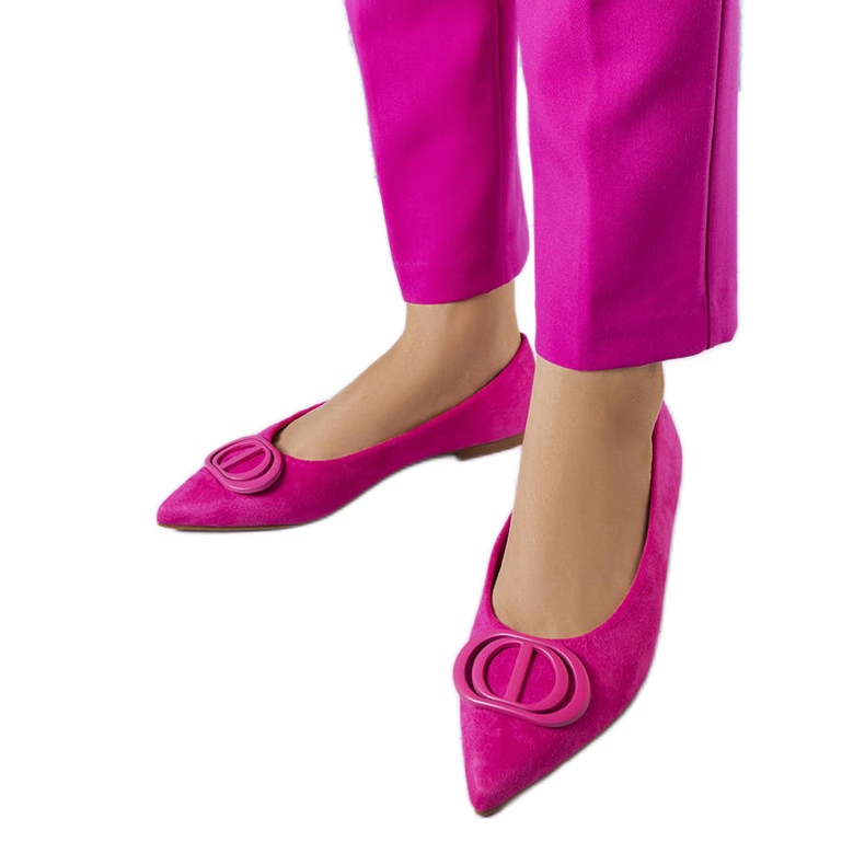 Balerini roz din piele intoarsa ecologica de la Grignon