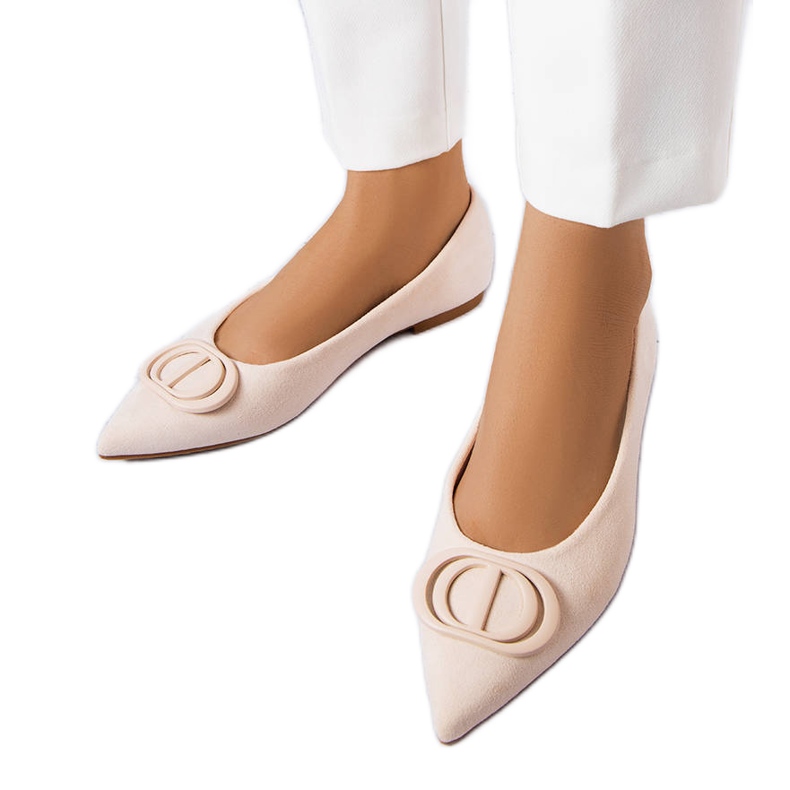 Balerini bej din piele intoarsa ecologica de la Grignon Balerini bej din piele intoarsa ecologica de la Grignon