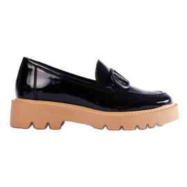 Mocasini clasici de dama pe platforma neagra Vinceza negru