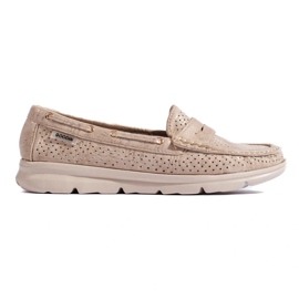 Mocasini Shelovet de damă din piele intoarsa aurii bej Mocasini Shelovet de damă din piele intoarsa aurii bej
