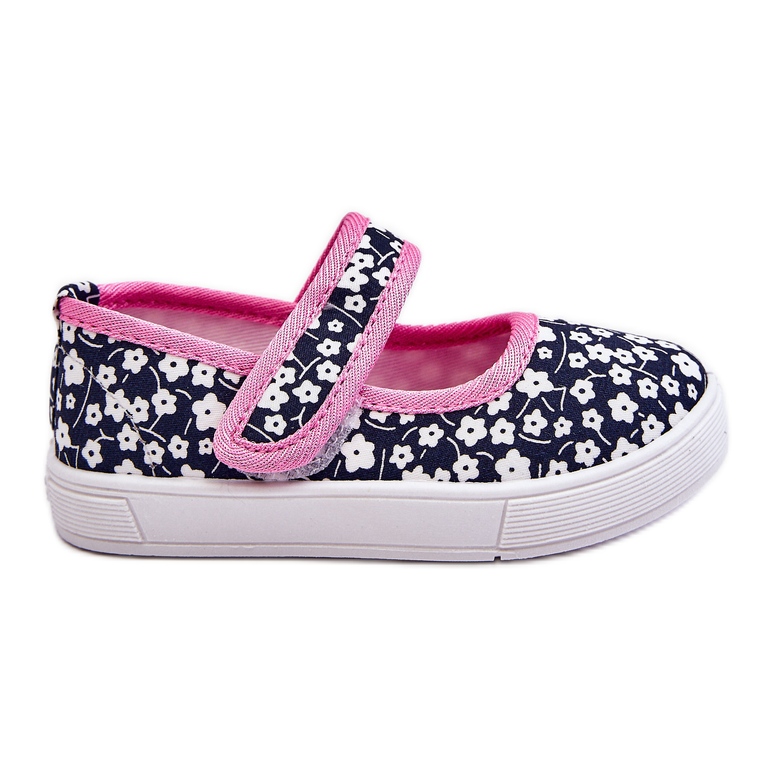 Balerini cu velcro pentru copii cu imprimeu Selah Bleumarin și Roz