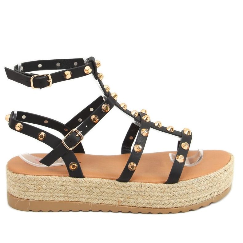 Sandale espadrile Alize Black cu împânzire negru