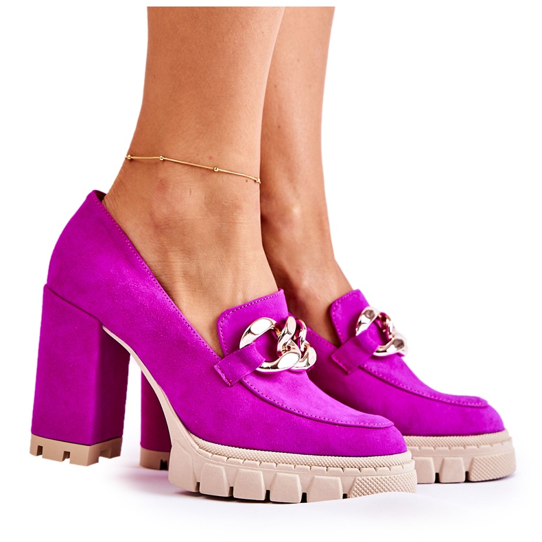 Lewski Shoes Pompe la modă Pe Platformă Și Un Bar Lewski Pantofi 3197 Fucsia violet roz