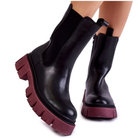 PE1 Cizme de damă cu platformă Negru-Claret Aliana PE1 Cizme de damă cu platformă Negru-Claret Aliana