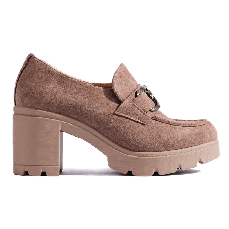 W. Potocki Pantofi cu toc din piele intoarsa bej inchis de la Potocki