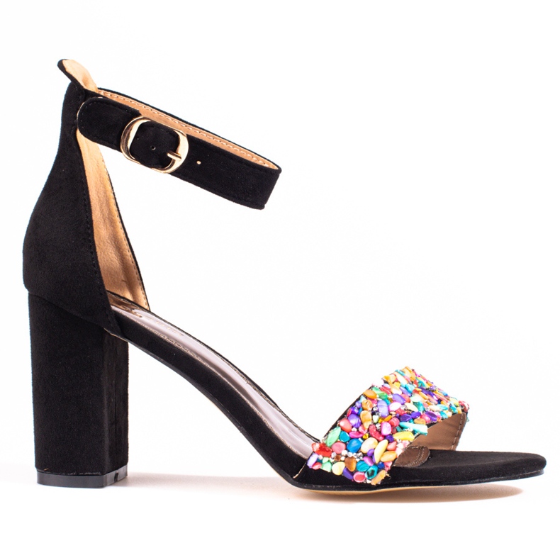 Sandale negre elegante cu margele de la Shelovet negru