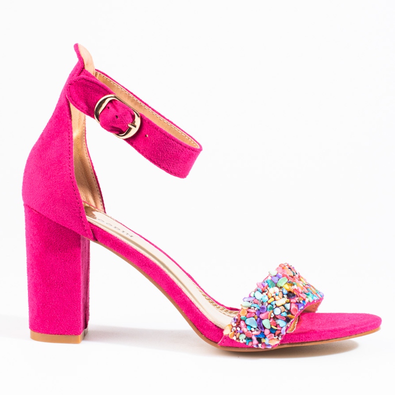 Sandale elegante cu margele fucsia de la Shelovet roz