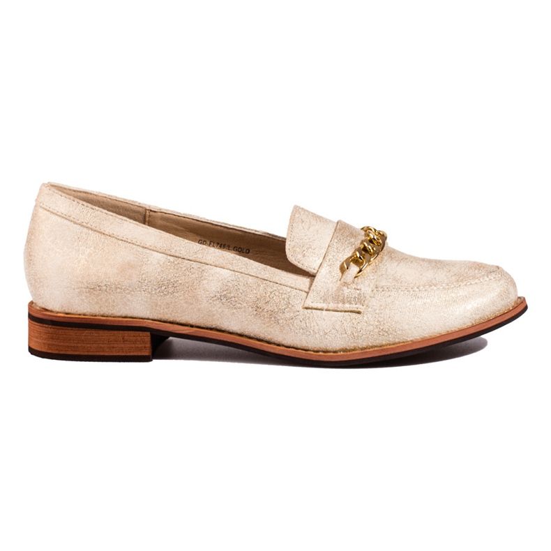 Mocasini clasici de dama Shelovet gold bej