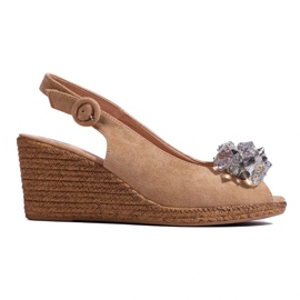 W. Potocki Sandale cu pană espadrile de damă bej de la Potocki W. Potocki Sandale cu pană espadrile de damă bej de la Potocki
