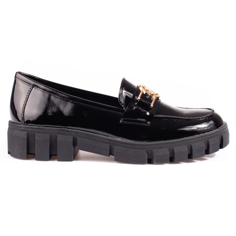 Mocasini de dama Vinceza cu platforma lacuita neagra negru
