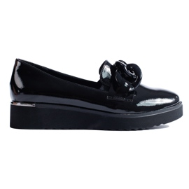Vinceza Mocasini cu platforma lacuita neagra Shelovet cu lant negru