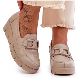 Lemar Mocasini Felicita Beige Brevet Wedge bej Lemar Mocasini Felicita Beige Brevet Wedge bej