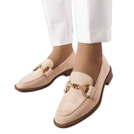 Mocasini bej cu decor auriu de la Fluet Mocasini bej cu decor auriu de la Fluet