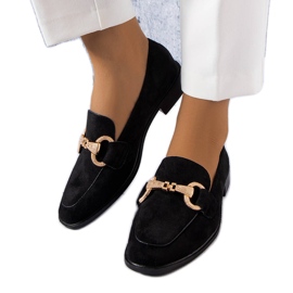 Mocasini negri cu decor auriu de la Fluet negru Mocasini negri cu decor auriu de la Fluet negru