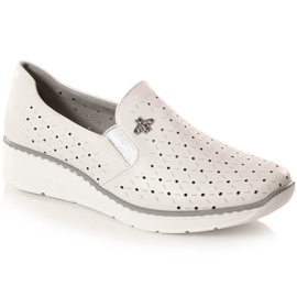 Pantofi de damă cu pană ajurata albi Jezzi MR1840-12