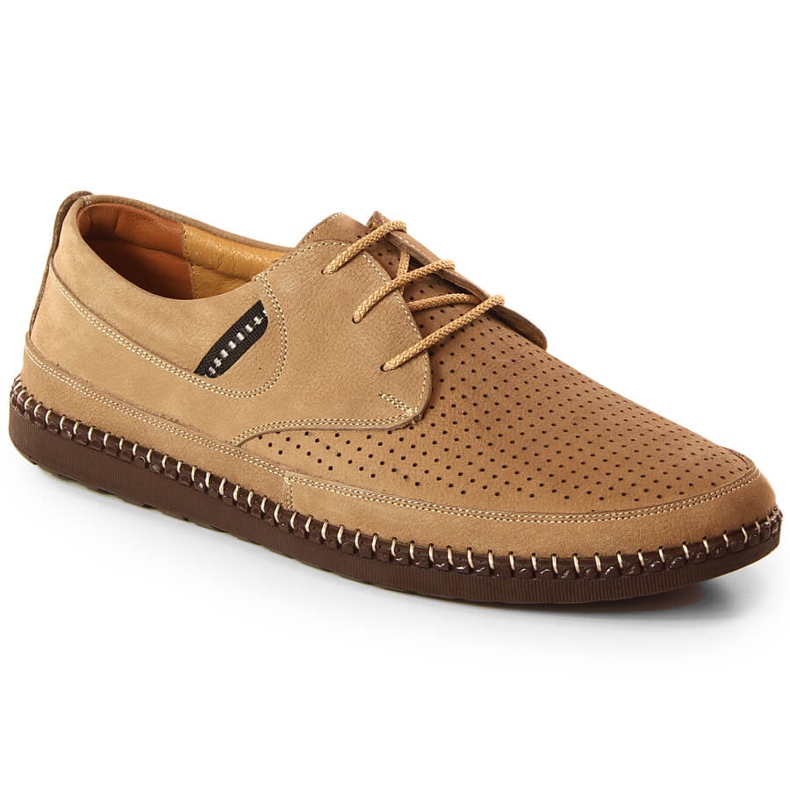 Pantofi de bărbați din piele ajurata bej ușoare T.Sokolski Sar W21-913 maro