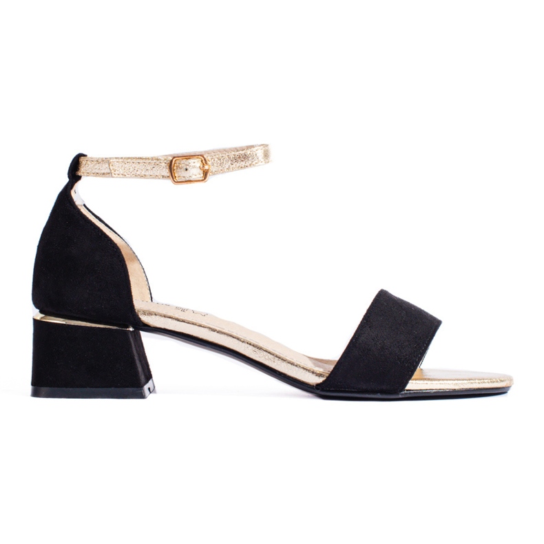 Sandale de damă Shelovet negre cu toc mic negru