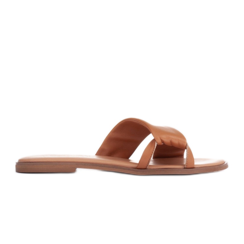 Marco Shoes Flip-flops din piele pe fund plat maro Marco Shoes Flip-flops din piele pe fund plat maro