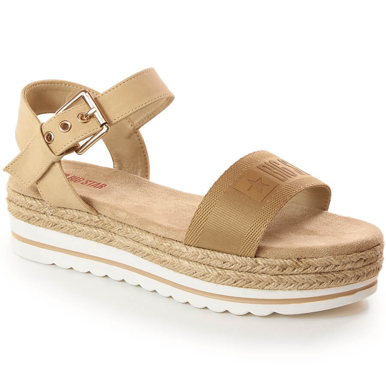 Sandale espadrile de dama pe platforma bej Big Star LL274872