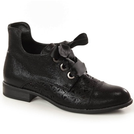 Cizme negre plate ajurate de dama Jezzi ASA142-6A negru