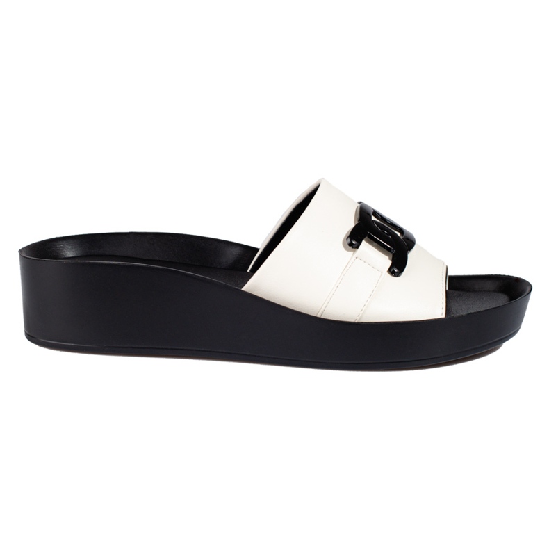 Papuci de dama albi pe platforma Shelovet