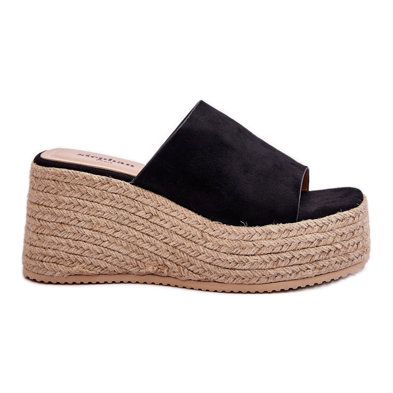 FS1 Papuci de damă cu pană și platformă, negri Ysabel negru