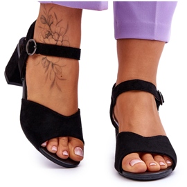 Vinceza Sandale confortabile din piele intoarsa pe un toc Bellamy negru