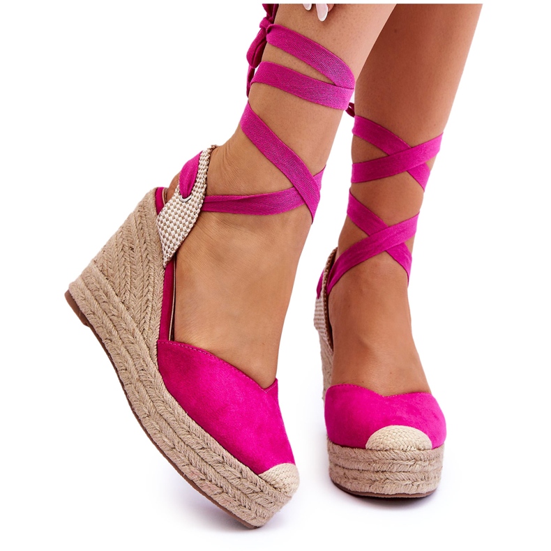 Sandale Legate Pe O Pană Înaltă Fuchsia Lendy roz