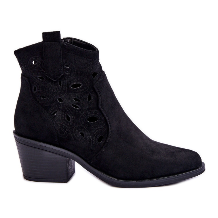 S.Barski Cizme de cowboy ajurate din piele intoarsa de dama Neagra Daxon negru