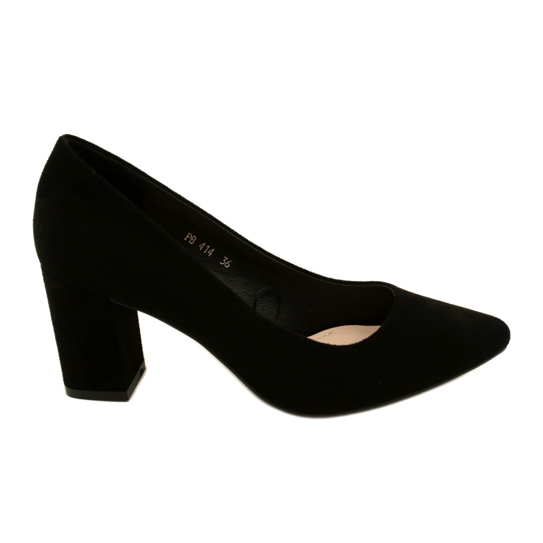 Sergio Leone Pompe cu toc din piele intoarsa PB414 Negru