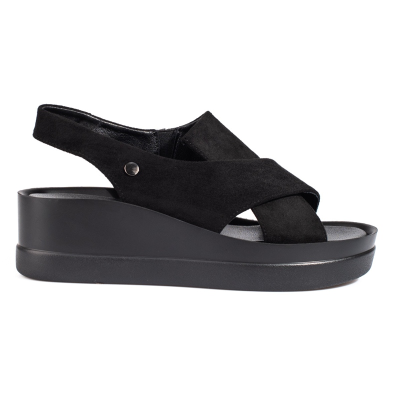 Sandale de damă Shelovet negre cu pană negru Sandale de damă Shelovet negre cu pană negru