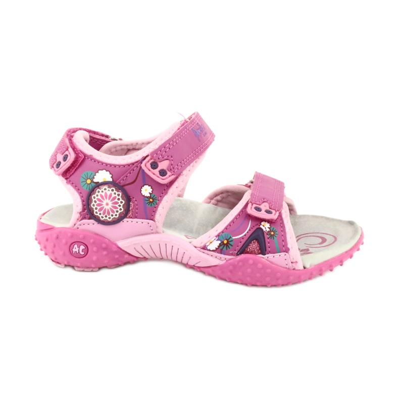 American Club Sandale pentru fete cu insertie din piele American 1232 roz violet