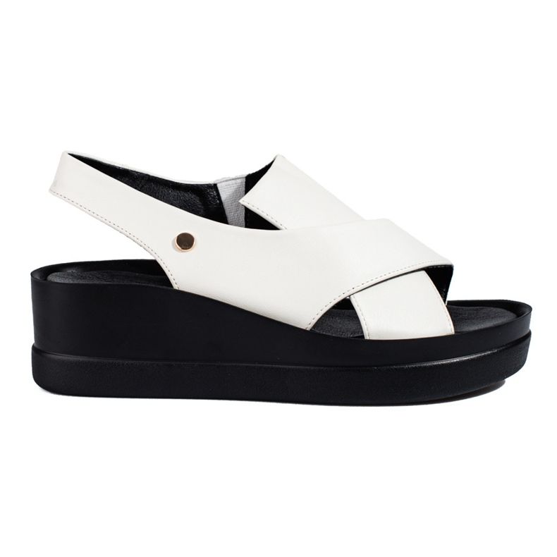 Sandale cu pană Shelovet de damă albe Sandale cu pană Shelovet de damă albe