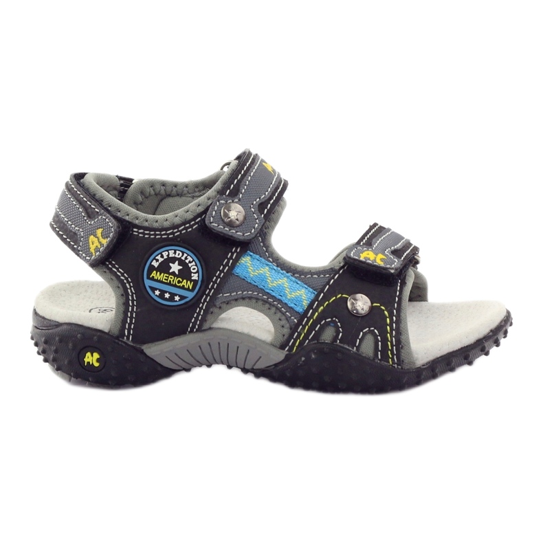 American Club Sandale cu velcro cu inserție din piele americană 1618 [„galben, „gri”, „negru”] gri