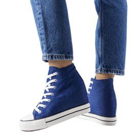 Tenisi din denim cu pană albastru Tenisi din denim cu pană albastru