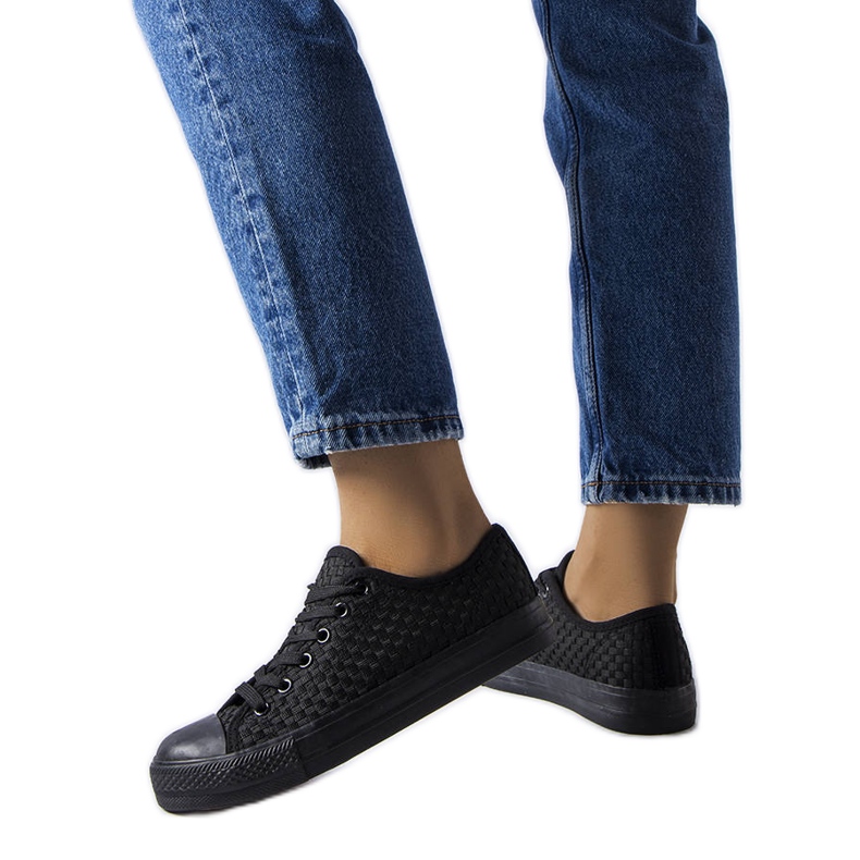 Tenisi negri din țesătură de la Thibodeau negru