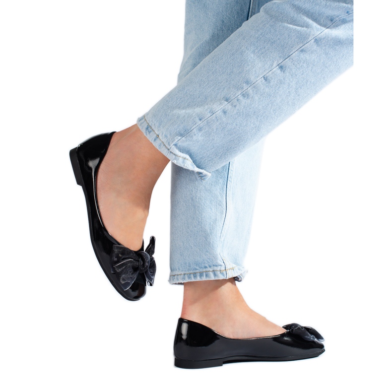 Balerini Shelovet lacuiti negri cu fundita negru Balerini Shelovet lacuiti negri cu fundita negru