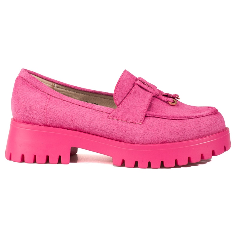 Mocasini cu platforma din piele intoarsa roz Shelovet
