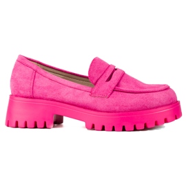 Mocasini de dama pe platforma Shelovet piele intoarsa roz Mocasini de dama pe platforma Shelovet piele intoarsa roz