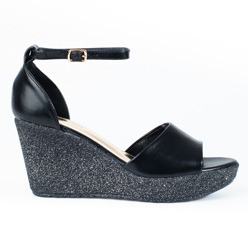 Sandale cu pană înaltă Shelovet de damă negru