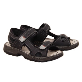 Rieker 26156 sandale negre confortabile cu velcro pentru bărbați negru